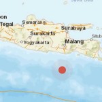 Peta guncangan gempa bumi Magnitudo 5,1 yang terjadi di barat daya Kabupaten Malang, Jawa Timur, Selasa (17/1/2023). ANTARA/HO-BMKG.-1673939414