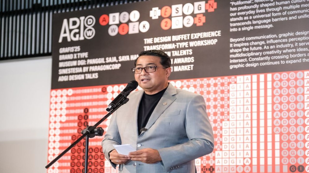 Menteri Ekonomi Kreatif/Kepala Badan Ekonomi Kreatif Teuku Riefky Harsya secara resmi membuka ADGI (Asosiasi Desain Grafis Indonesia) Design Week 2025/ist