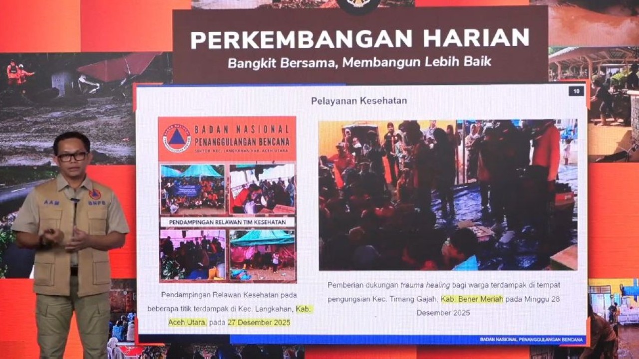 BNPB menyediakan layanan psikososial dalam rangka pemulihan trauma pascabencana banjir dan longsor di wilayah terdampak di Aceh, Sumatra Utara, dan Sumatra Barat. (Foto: Istimewa)