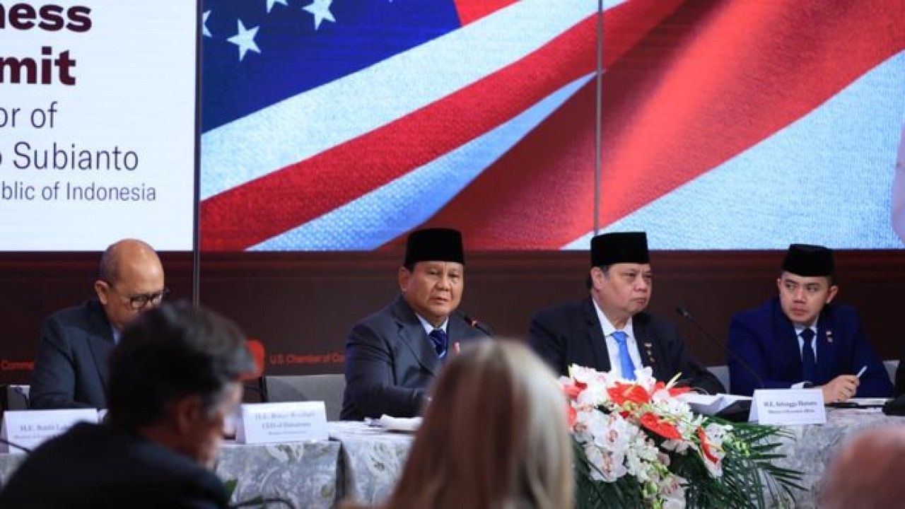 Prabowo Subianto menghadiri Forum Bisnis dengan US Chamber of Commerce dalam kunjungannya ke Washington D.C., Amerika Serikat (AS) (Istimewa)