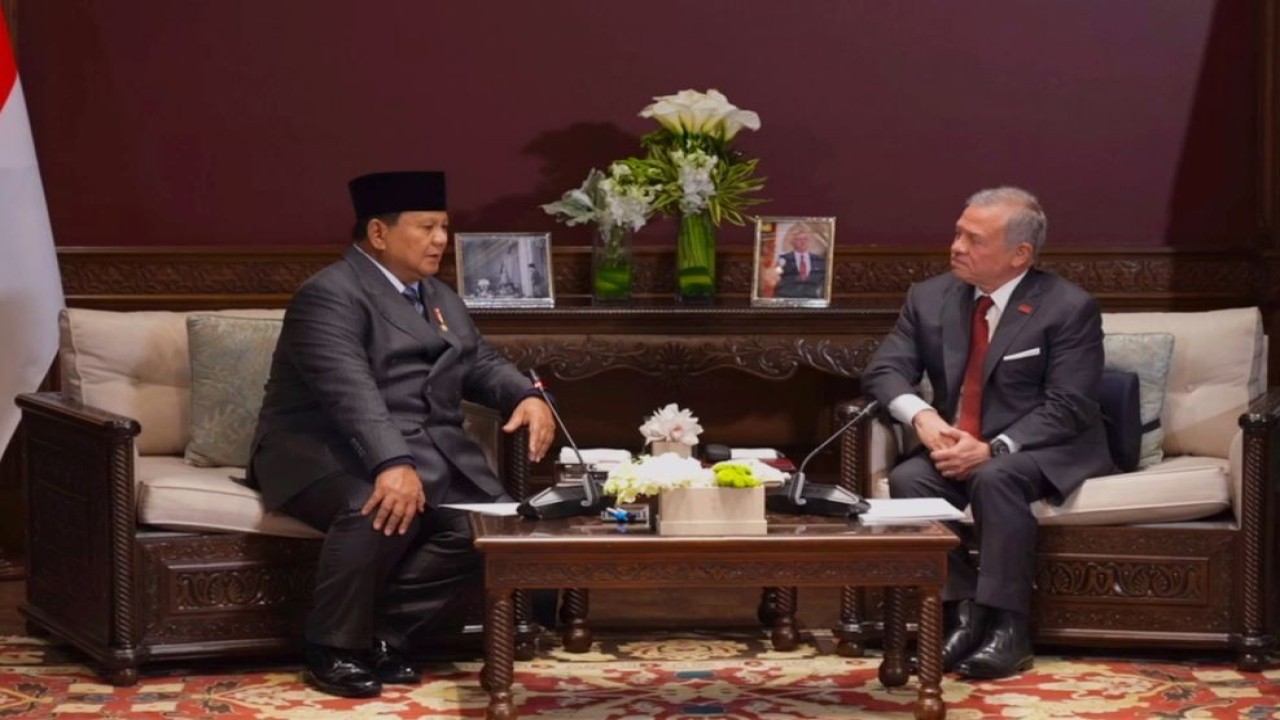 Presiden Prabowo Subianto dan Raja Yordania Yang Mulia Raja Abdullah II di Istana Basman, Amman, Rabu (25/2/2026) sore waktu setempat. (Foto: Dok/Istimewa)