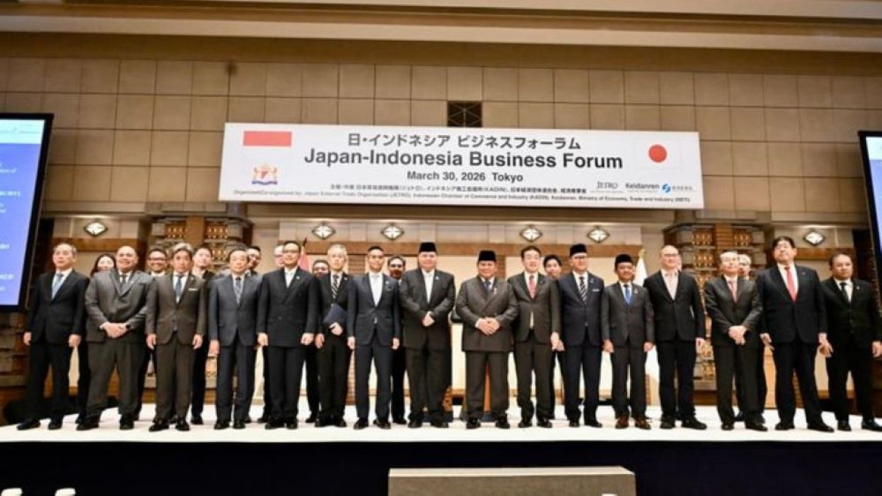 Presiden Prabowo Subianto menghadiri Forum Bisnis Indonesia-Jepang yang digelar di Imperial Hotel Tokyo. (Foto: Dok/Istimewa/Sekretariat Presiden)