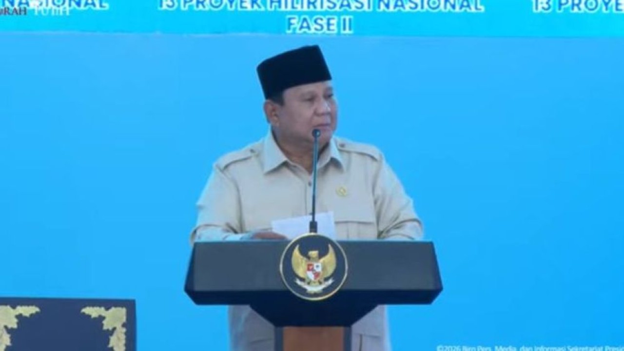 Presiden Prabowo Subianto meresmikan pembangunan 13 proyek hilirisasi tahap kedua yang tersebar di sejumlah wilayah Indonesia. (Foto: Istimewa)