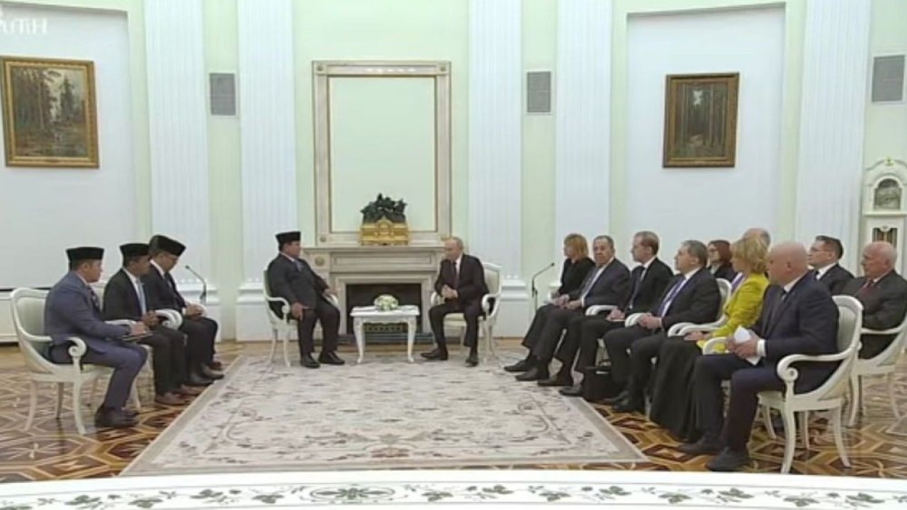 Presiden Prabowo Subianto dan Presiden Rusia Vladimir Putin. (Foto: Tangkapan Layar)