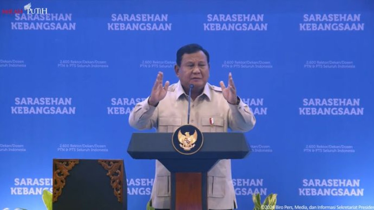 Presiden Prabowo di acara Sarasehan Kebangsaan (Youtube Sekretariat Presiden)