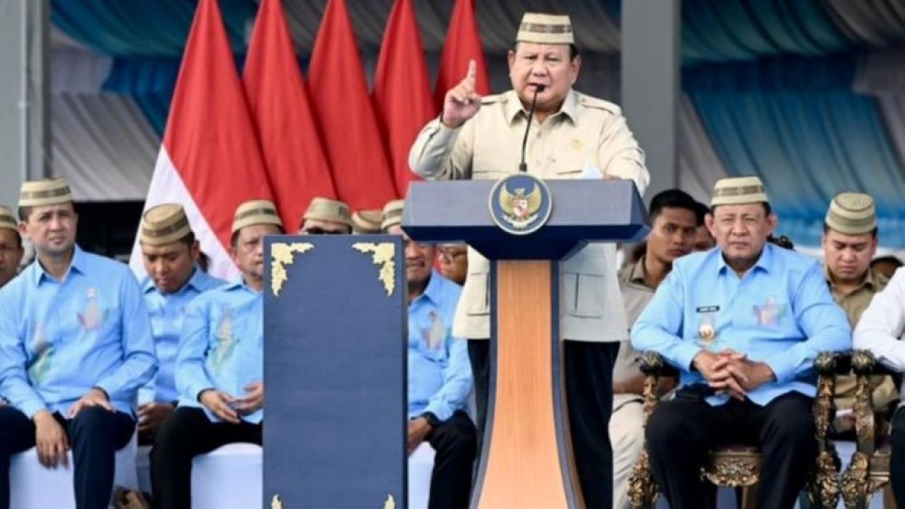 Presiden Prabowo Subianto di Puncak Pekan Nasional Petani Nelayan XVII Tahun 2026 di Kabupaten Gorontalo. (Dokumentasi)