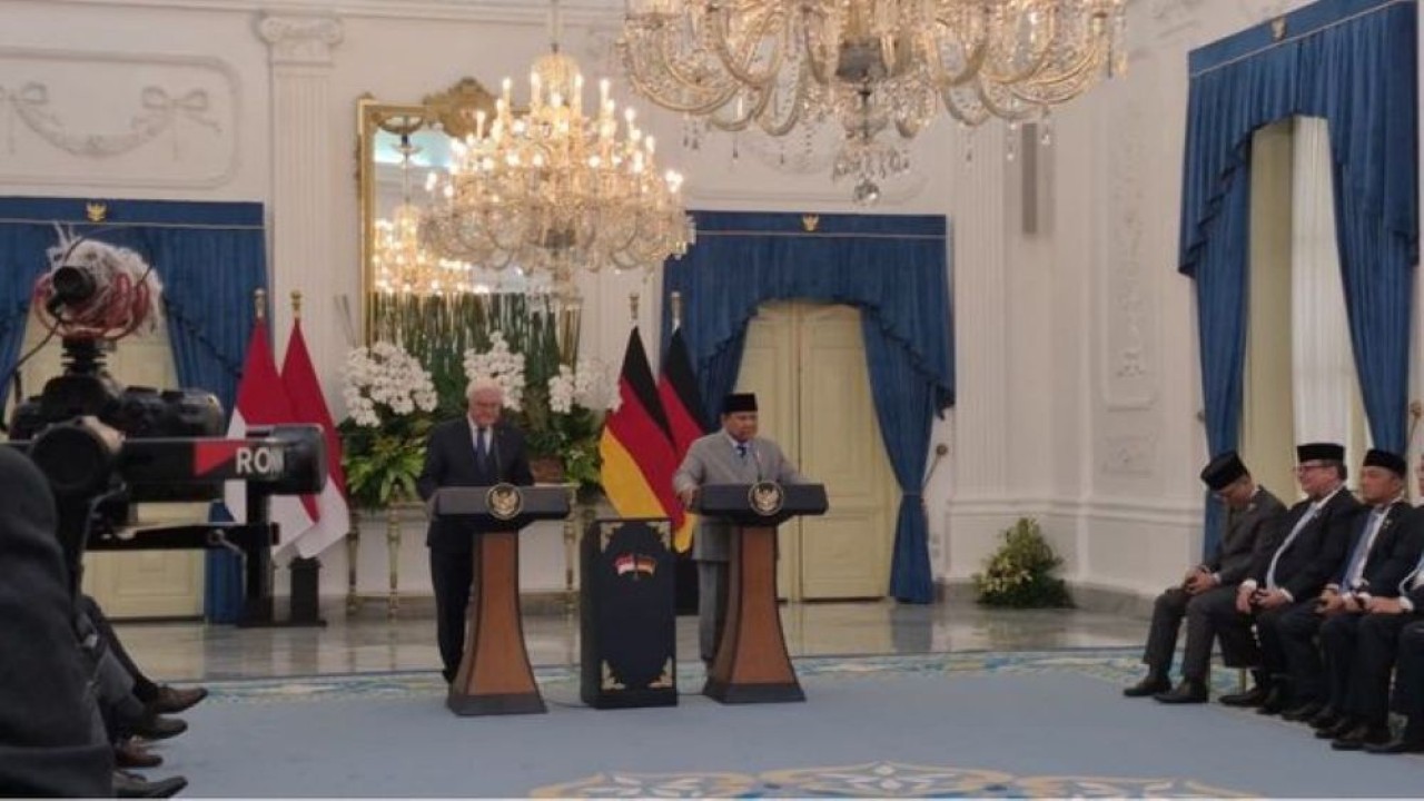 Presiden Republik Indonesia Prabowo Subianto dan Presiden Republik Federasi Jerman Frank-Walter Steinmeier. (Foto: NTVnews)