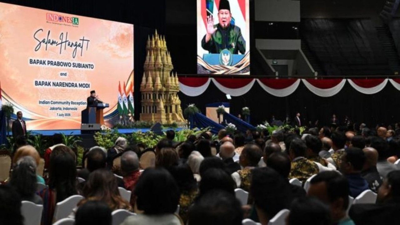 Presiden Prabowo Subianto dan Perdana Menteri (PM) Narendra Modi menghadiri acara Indian Community Reception di Jakarta International Convention Center (JICC). (Foto: Sekretariat Presiden)