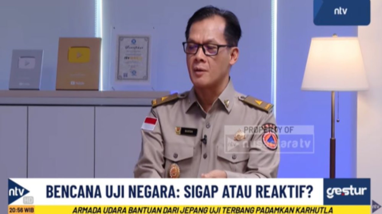 Plt Kepala Pusat Data, Informasi, dan Komunikasi Kebencanaan BNPB, Berton Panjaitan dalam program GESTURE di Nusantara TV