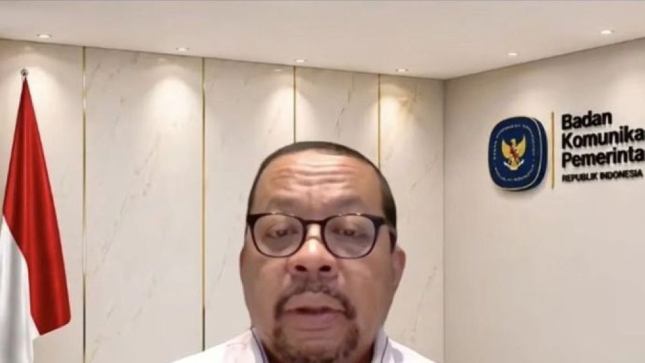 Tangkapan layar - Kepala Bakom RI Muhammad Qoari dalam konferensi pers Update Situasi Terkini Pasca Erupsi Gunung Anak Krakatau dipantau daring dari Jakarta, Minggu, 6 September 2026. (Foto: Antara)
