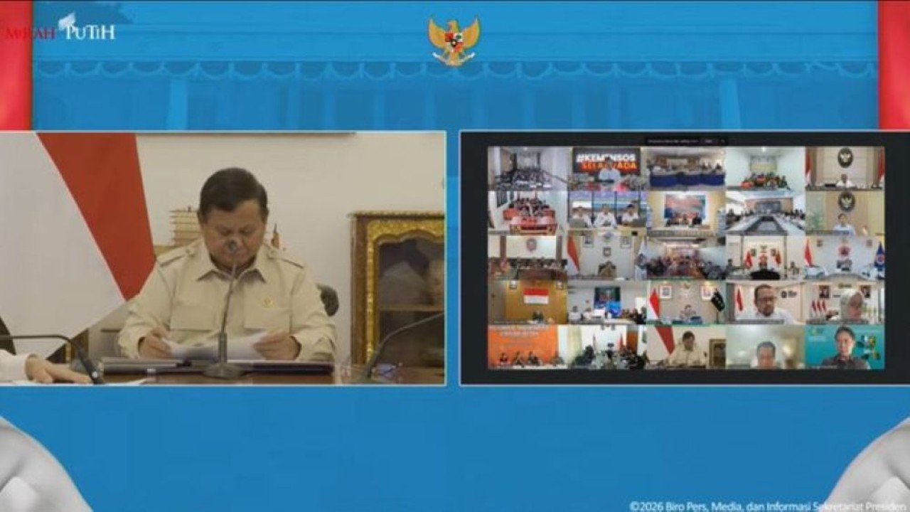 Presiden Prabowo memimpin rapat terbatas penanganan bencana alam gempa NTT, erupsi Anak Gunung Krakatau, dan perkembangan penanganan Karhutla dengan para Kepala Daerah. (Foto: Istimewa)