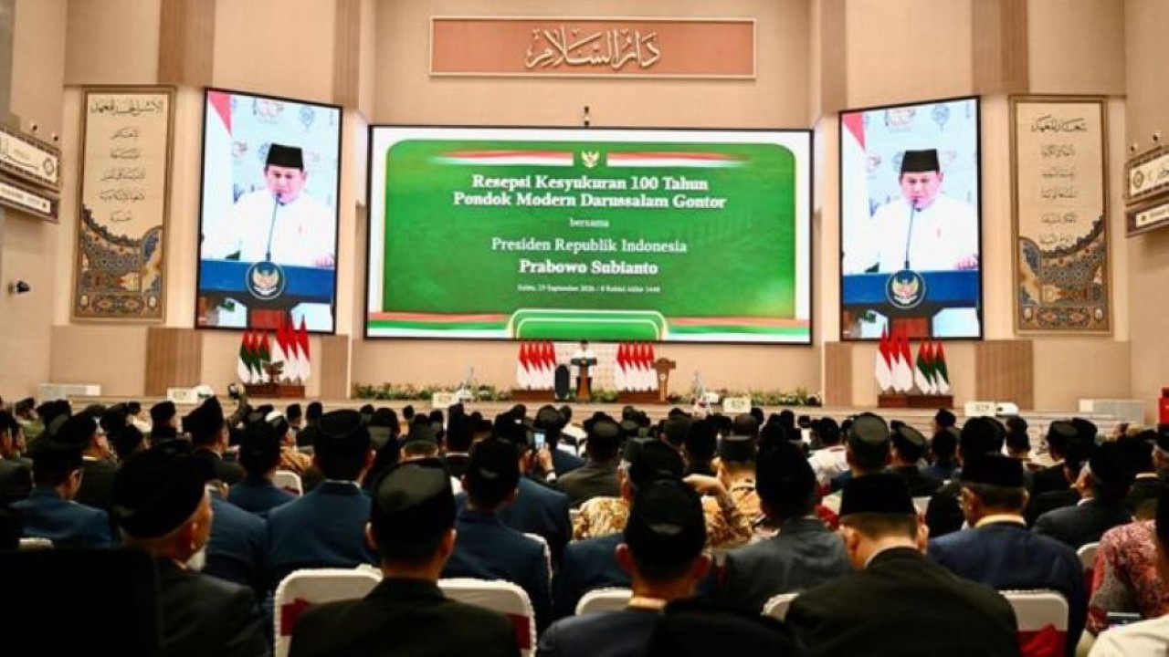Presiden Prabowo Subianto saat menghadiri Resepsi Kesyukuran 100 Tahun Pondok Modern Darussalam Gontor (PMDG) di Ponorogo, Jawa Timur, pada hari Sabtu, 19 September 2026. (Foto: Istimewa)