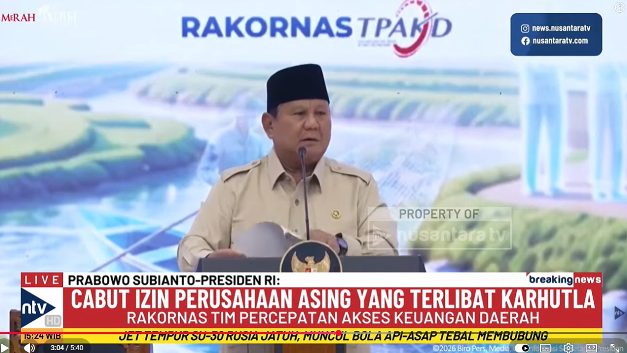 Presiden Prabowo Subianto sebut ada negara yang mengolok-olok dan menghina Indonesia terkait kebakaran hutan dan lahan (Karhutla)