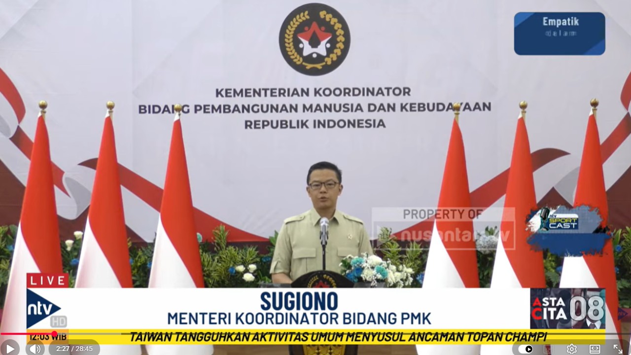 Menteri Koordinator Bidang Pembangunan Manusia dan Kebudayaan (PMK) Sugiono