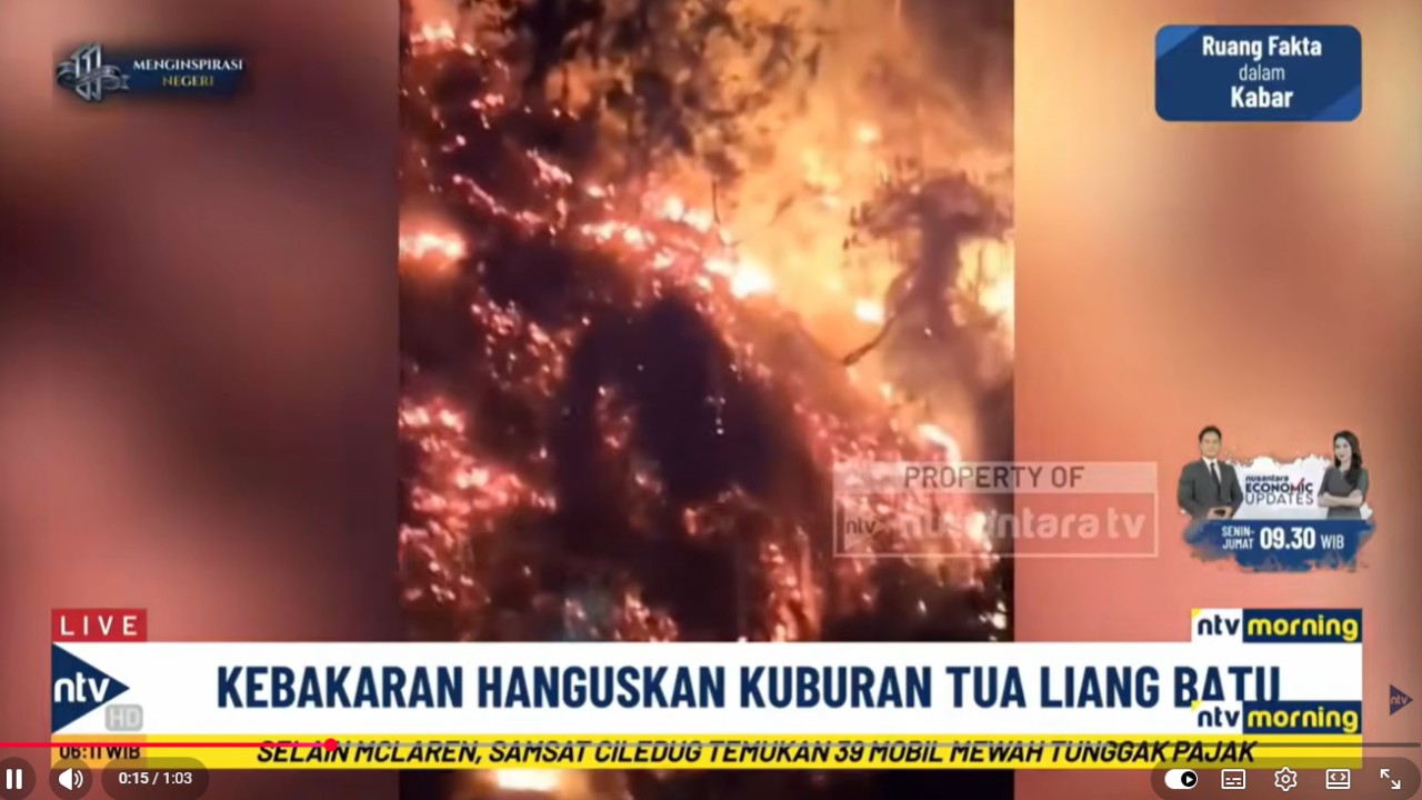 Kebakaran melanda kawasan pemakaman tradisional liang batu di Toraja Utara, Sulawesi Selatan.