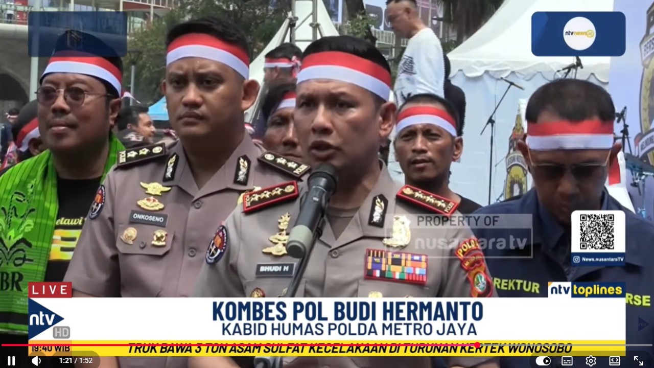 Polda Metro Jaya menyampaikan permintaan maaf atas insiden pelarangan terhadap sejumlah jurnalis yang akan meliput demonstrasi mahasiswa di Bundaran Hotel Indonesia